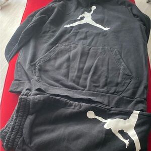 Black Hoodie and Sweatpants Set with White Logo